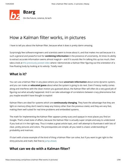 How a Kalman filter works, in pictures