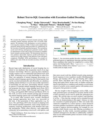 Robust Text-to-SQL Generation with Execution-Guided Decoding