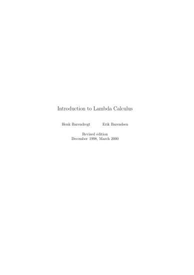 Introduction to Lambda Calculus