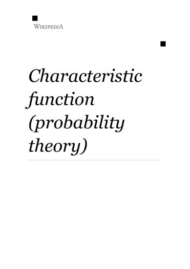 Characteristic function (probability theory)